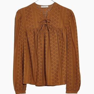 Madewell Eyelet Double-Tie Peasant Top